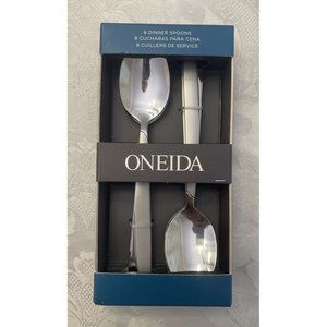Oneida 8 Dinner Spoons Madge Frosted‎ Stainless Silverware New